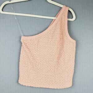 Scotch & Pine Size M One Shoulder Tank Top‎ Coral Pink Texture Dopamine Preppy